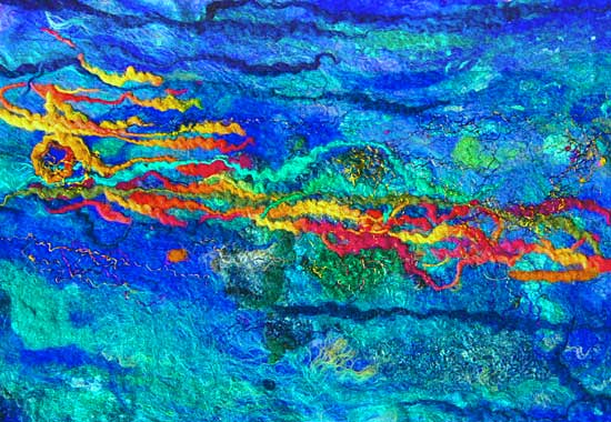 Interior design lighting ideas - art lights by UK textile artist Mary-Clare Buckle - 'Tokelau - Lagoon' (light off) Interior design lighting ideas - art lights by UK textile artist Mary-Clare Buckle - 'Tokelau - Lagoon' (light off)