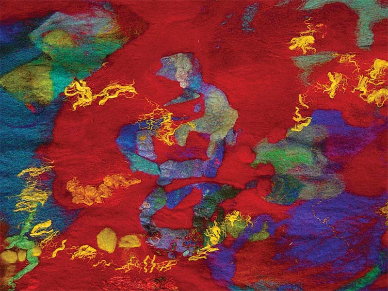 'Celebrations' - detail (contemporary abstract textile art wall hanging by textile artist Mary-Clare Buckle)