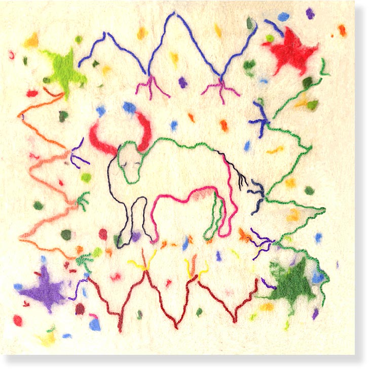 Semi-abstract textile art - 'Holy Cow' Semi-abstract textile art - 'Holy Cow'